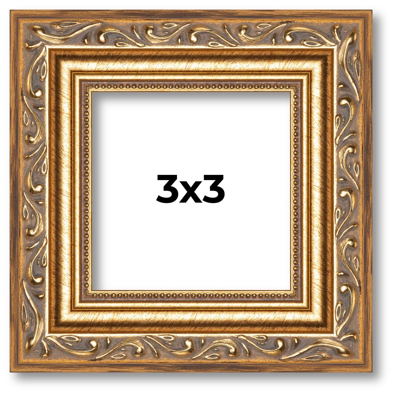 3x3 Museum-Quality Picture Frame with UV-Resistant Acrylic & Acid-Free Backing, Available in 4 Finishes - Gold, Silver, Bronze, and Black